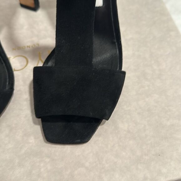 Jimmy Choo Bethel 100 black ankle strap open toe suedestrappy heels 38 - Picture 13 of 16